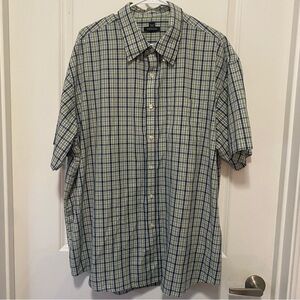 Van Heusen Men's Blue and Green Checkered Shirt